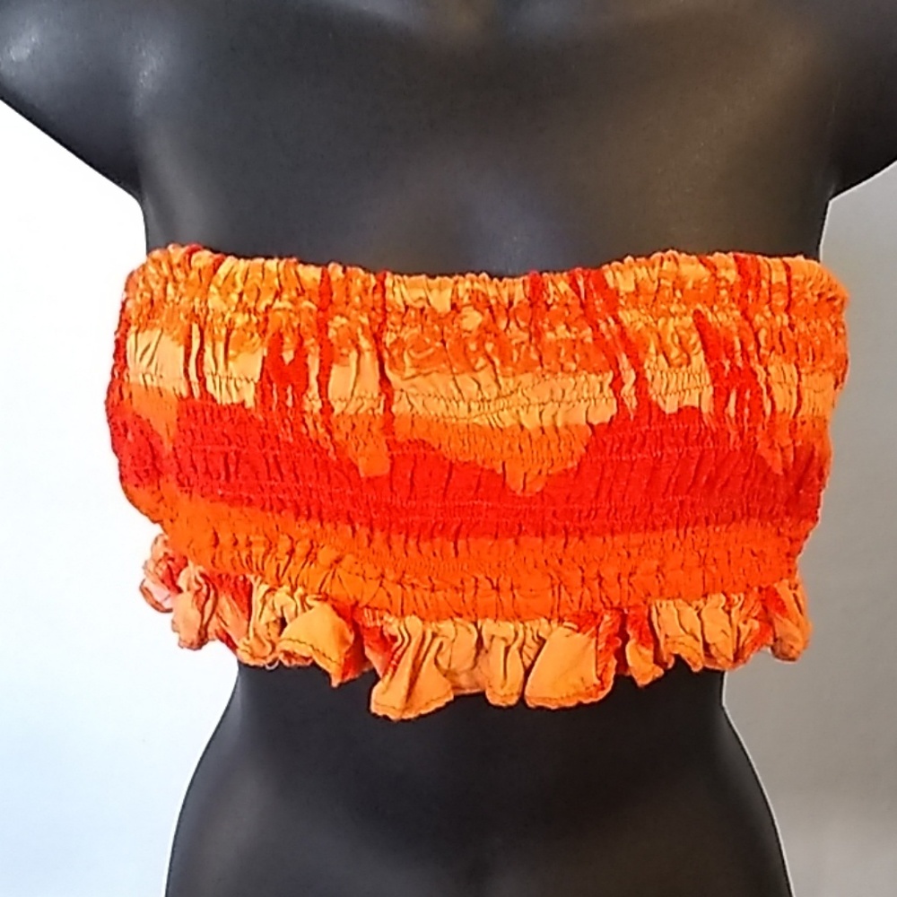 🌺Boho Orange Pink Yellow Summer Tie Dyed Crop Top